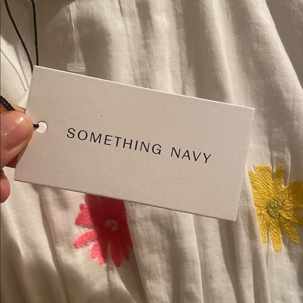 NWT Something Navy Embroidered Tiered Long Sleeve Floral Maxi Dress - Picture 7 of 16